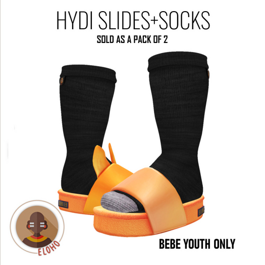 [E.] HYDI SLIDES+SOCKS ORANGE