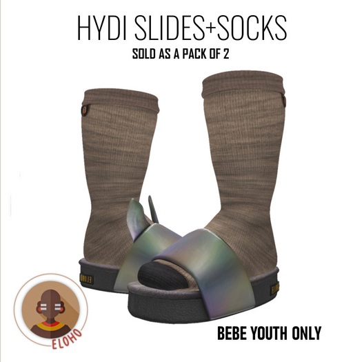 [E.] HYDI SLIDES+SOCKS STONE