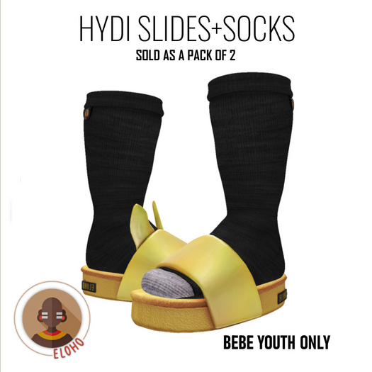 [E.] HYDI SLIDES+SOCKS SUN