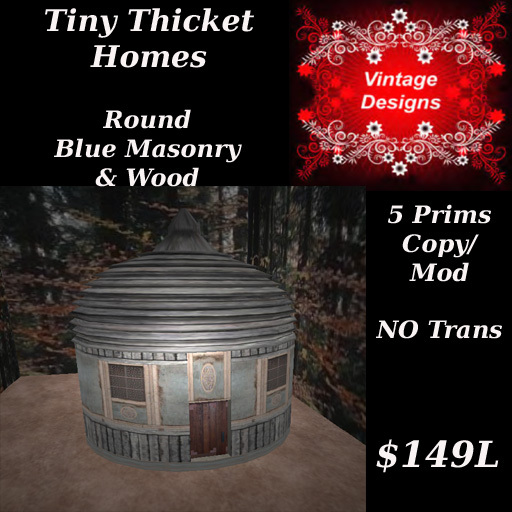 Tiny Thicket Round Home Blue Masonry & Wood