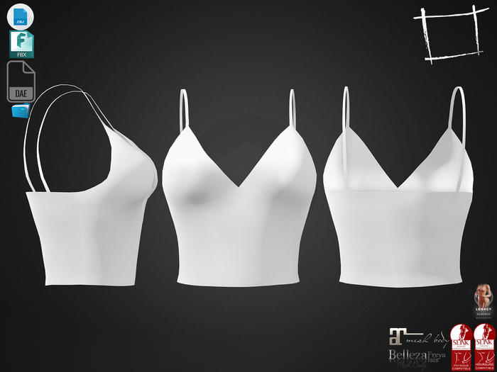 Dae Obj FBX For Spaghetti Straps Female Top Maitreya, Slink,Physique,Hourglass, Belleza, Legacy