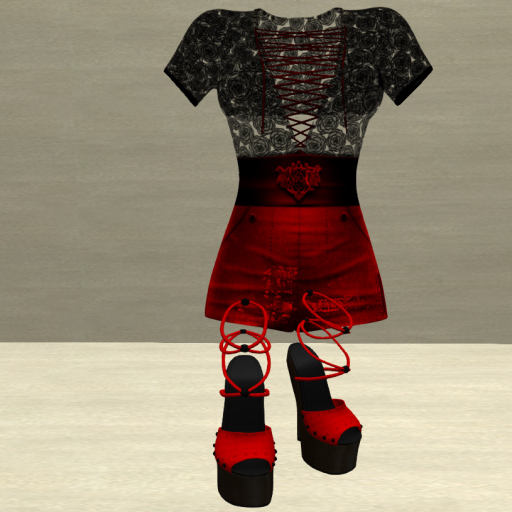 { Xan's}black and red lace romper set- Maitreya