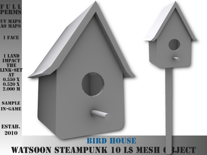 Bird house - 1 LI - 2 FULL PERM Mesh objects