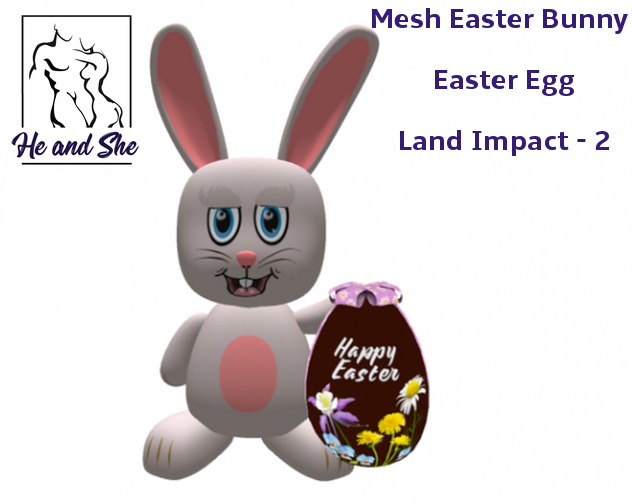 Happy Easter Mesh Bunny Rabbit holding Easter Egg  * Easter Promo Gift ****** Land Impact 2 *** Promotional Sale Price