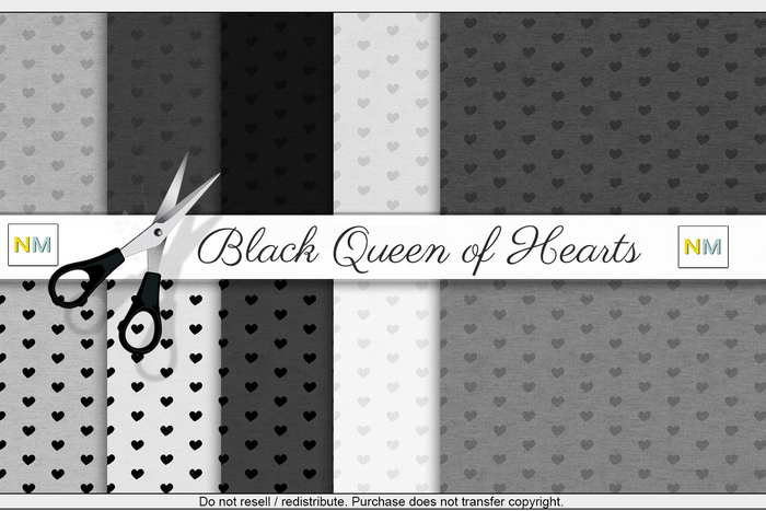 Black Queen Of Hearts Fabrics Kit 10 Seamless Textures NM