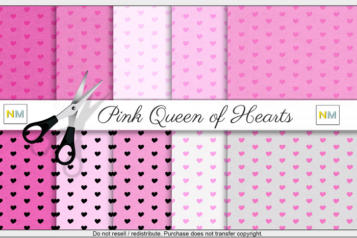 Pink Queen Of Hearts Fabrics Kit 10 Seamless Textures NM