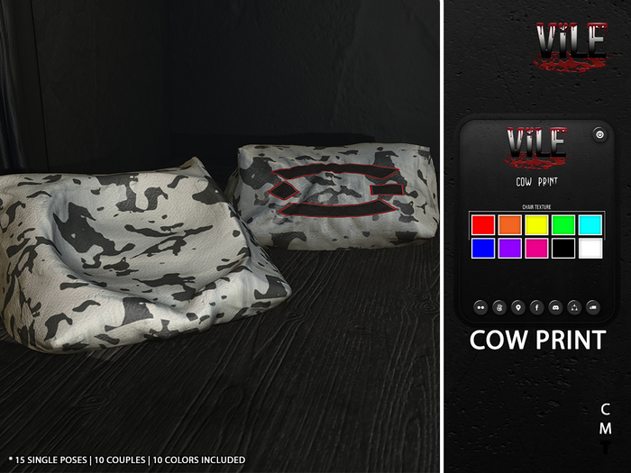 [Vile] - Comfort Biker Pad (Cow Print)  Box (Add Me)