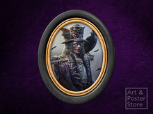 Demonique | Gothic Portrait | Black Lacquer Oval Frame W | Gothic Portrait | Black Lacquer Oval Frame With Gold Inlay