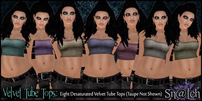 :::Sn@tch Velvet Tube Tops (Desaturated):::