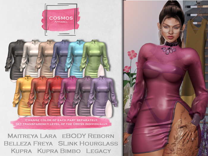 [COSMOS] Emely Bodycon Dress Silk / 12 Colors Fatpack