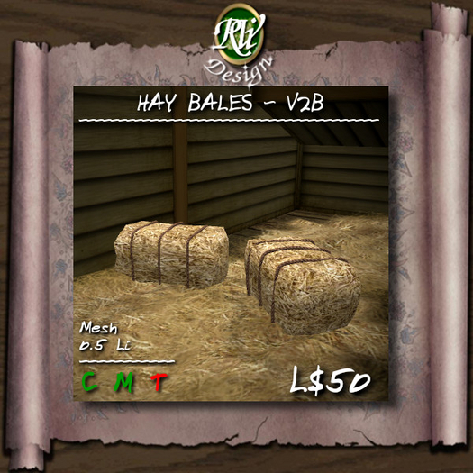 *** Hay Bales - V2B - Low LI multi-face Mesh - landscape decor