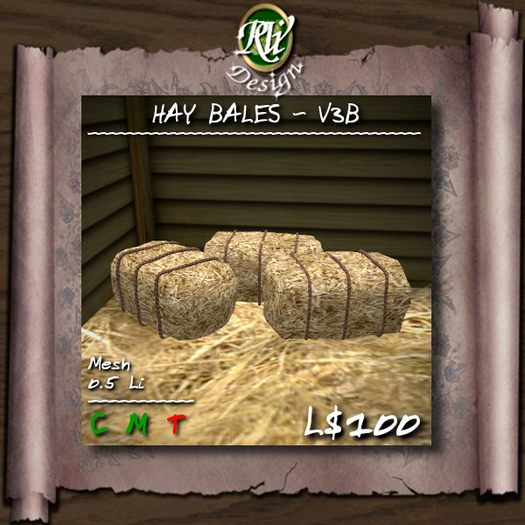 *** Hay Bales - V3B - Low LI multi-face Mesh - landscape decor