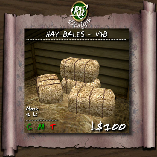 *** Hay Bales - V4B - Low LI multi-face Mesh - landscape decor