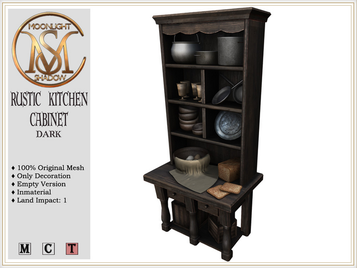 [MoonSha] Rustic Kitchen Cabinet - Dark (Boxed)