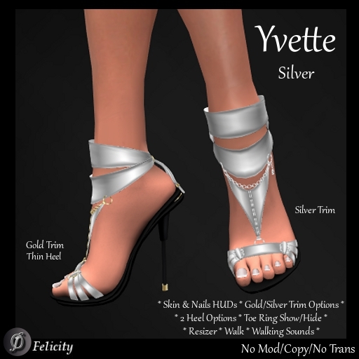 SALE! *Felicity* Yvette - Silver High Heels Stilettos (Shoes with 2 Heel Sizes)