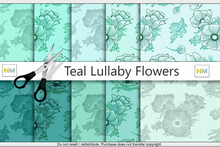Teal Lullaby Flowers 10 Seamless Fabric Textures NM