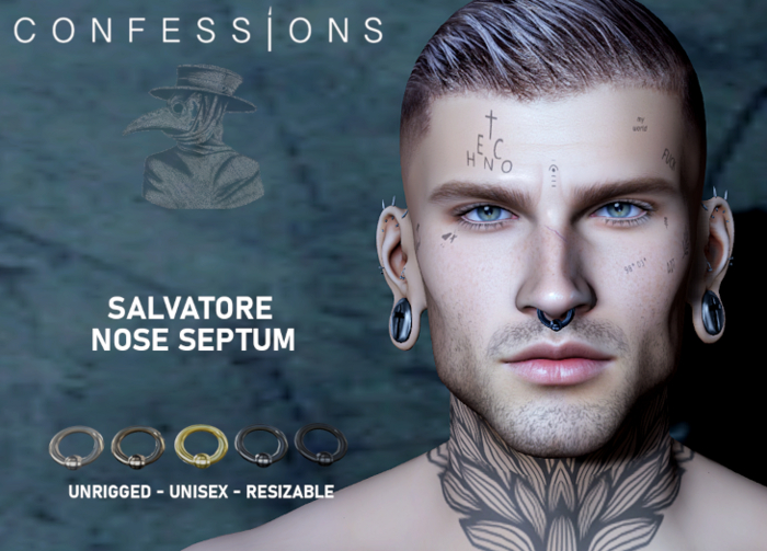 -C - Salvatore Nose Septum / Unisex (Resizable)