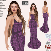 BROIDERED PURPLE GOWN,CL&MESH BODY