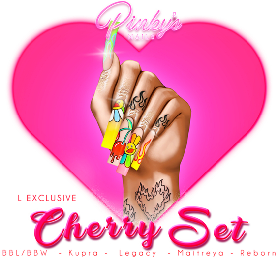 !! Pinky's Nails !! Cherry Set ' Square