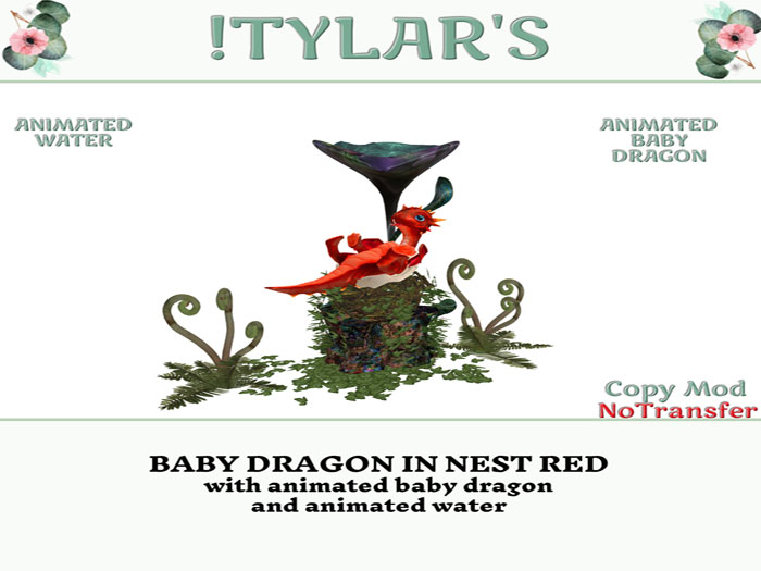 !TYLAR'S BABY DRAGON IN NEST RED  add me