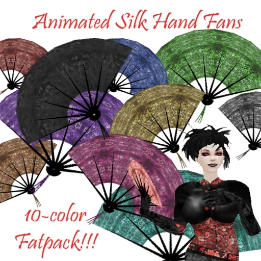 China Doll Scripted Silk Hand Fans- 10 colors!