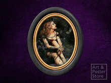 Helen | Gothic Portrait | Black Lacquer Oval Frame With Gold Inlay