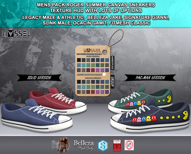 (HASSEL) PACK MENS ROGER SUMMER CANVAS SNEAKERS 393 LEGACY MALE & ATHLETIC, BELLEZA JAKE, SIGNATURE GIANNI, SLINK, GAMIT