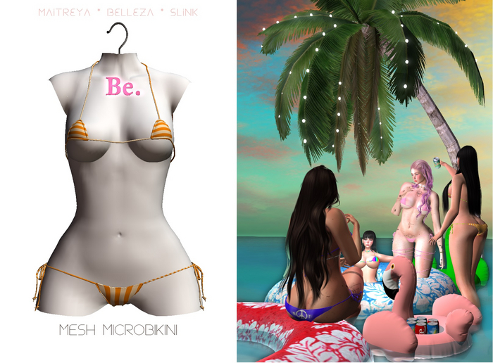 Be. "ANITA" MICROBIKINI -  ORANGE TONE STRIPES