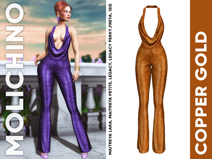 MOLICHINO EMPIRE JUMPSUIT - COPPER GOLD