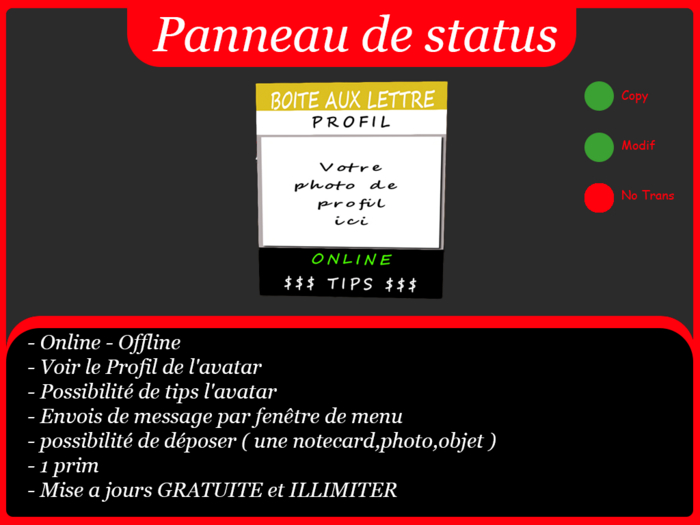 !! TS82 !! Panneau de statut [BOXED]