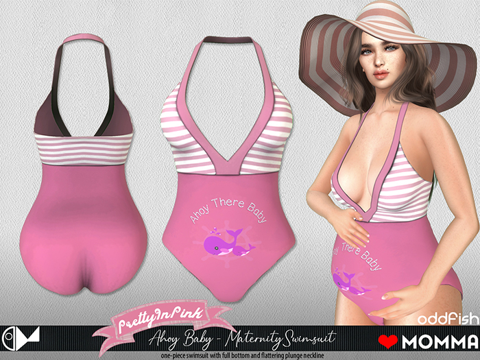 ODd Ahoy Baby Maternity Swimsuit (Pretty In Pink)