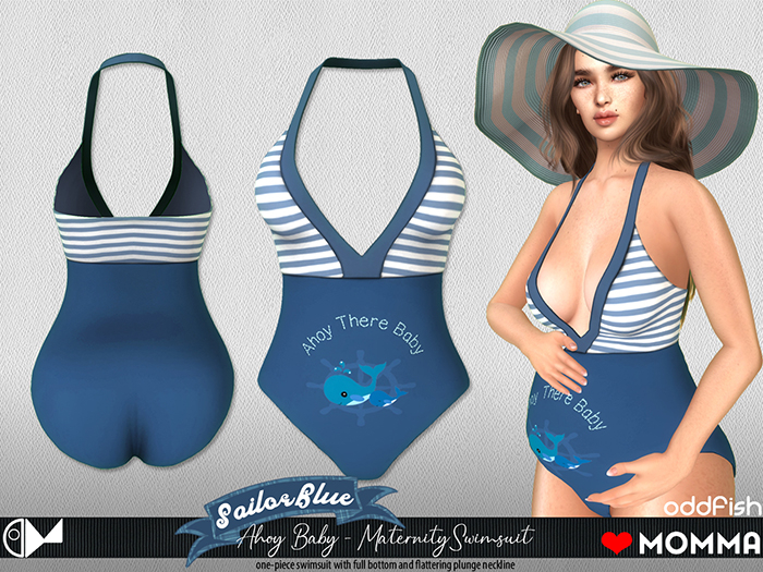 ODd Ahoy Baby Maternity Swimsuit (Sailor Blue)