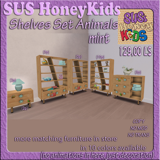 SUS HoneyKids Shelves Set Animals  mint Box
