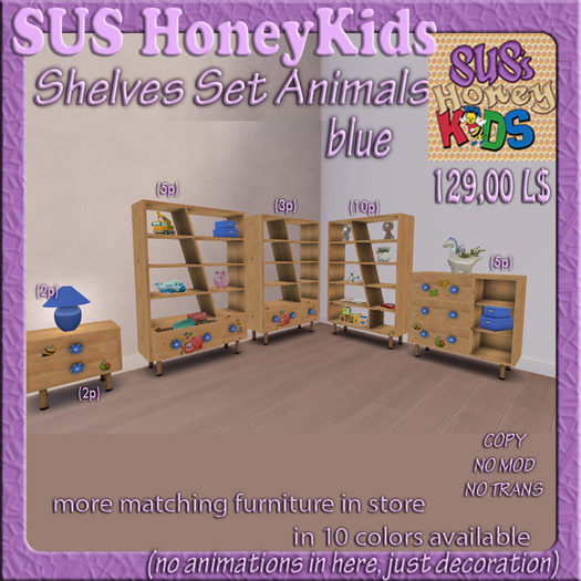 SUS HoneyKids Shelves Set Animals  blue Box