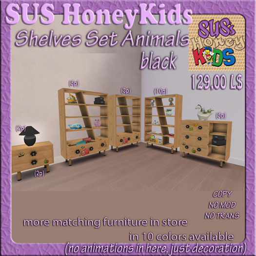 SUS HoneyKids Shelves Set Animals  black Box