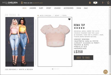 Second Life Marketplace - .miss chelsea. Roma Top Nude