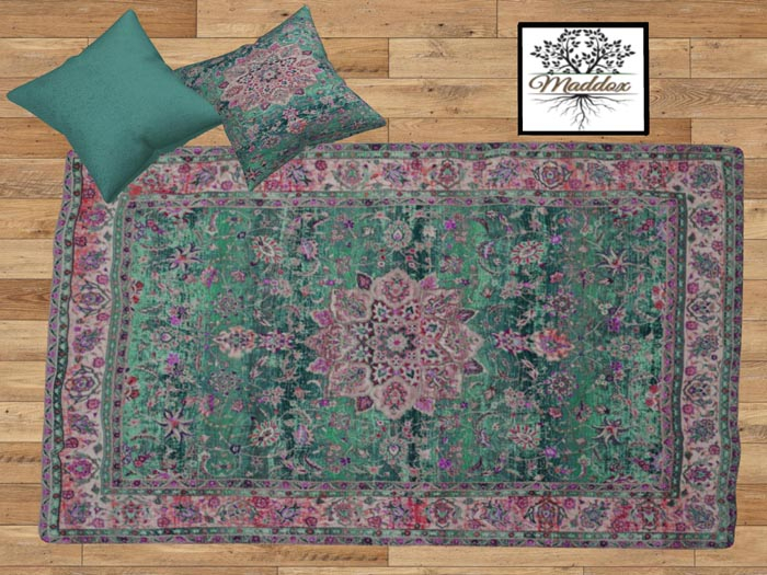 Maddox -Rug set-Pink & tuqoise tapesty