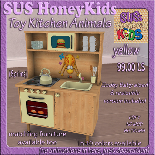 SUS HoneyKids Toy Kitchen Animals yellow Box