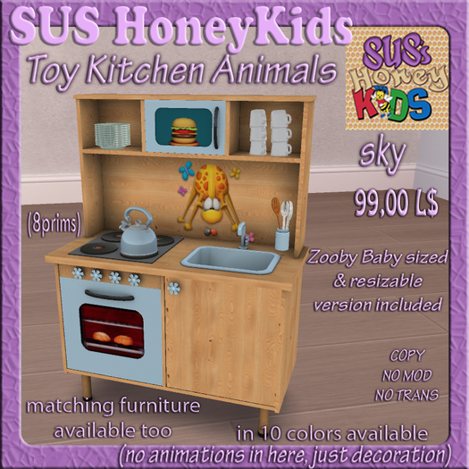 SUS HoneyKids Toy Kitchen Animals sky Box