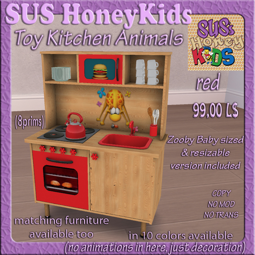 SUS HoneyKids Toy Kitchen Animals red Box