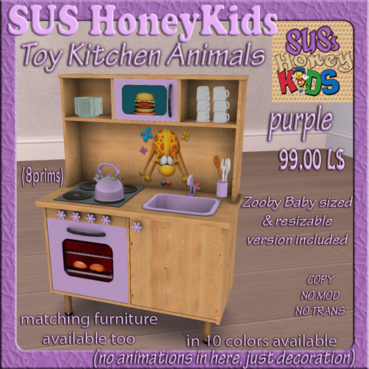SUS HoneyKids Toy Kitchen Animals purple Box