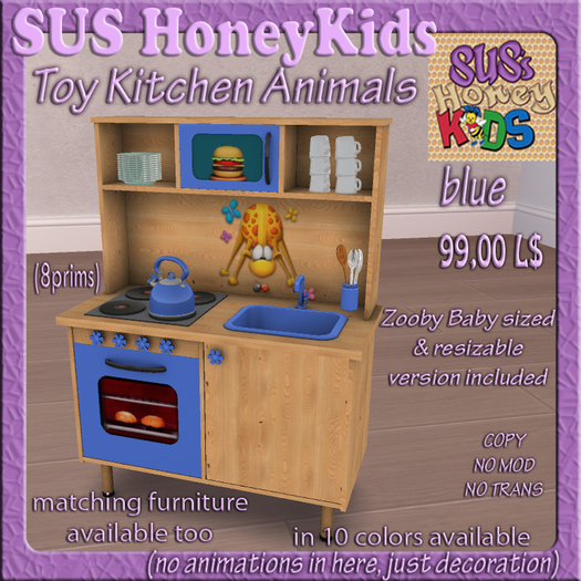 SUS HoneyKids Toy Kitchen Animals blue Box