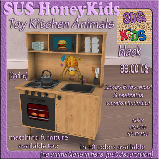 SUS HoneyKids Toy Kitchen Animals black Box