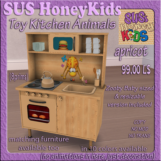 SUS HoneyKids Toy Kitchen Animals apricot Box