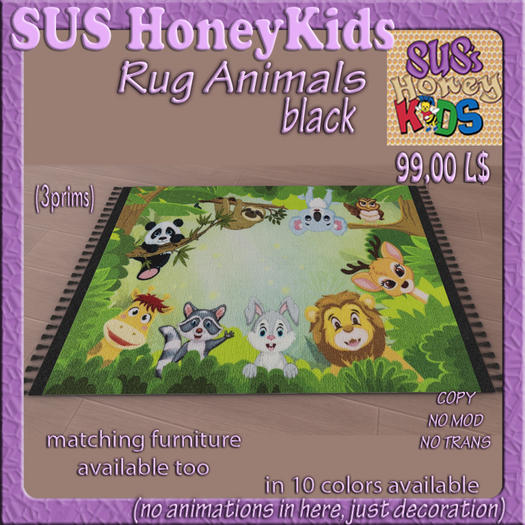 SUS HoneyKids Rug Animals black Box