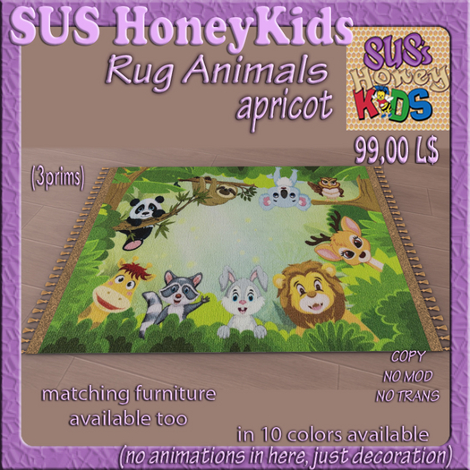 SUS HoneyKids Rug Animals apricot Box
