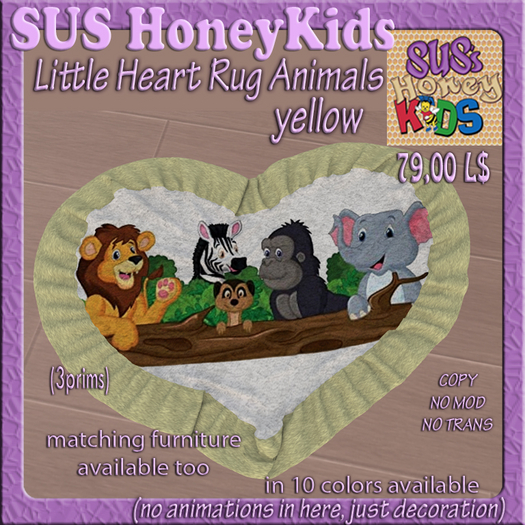 SUSHoneyKids Little Heart Rug Animals yellow Box