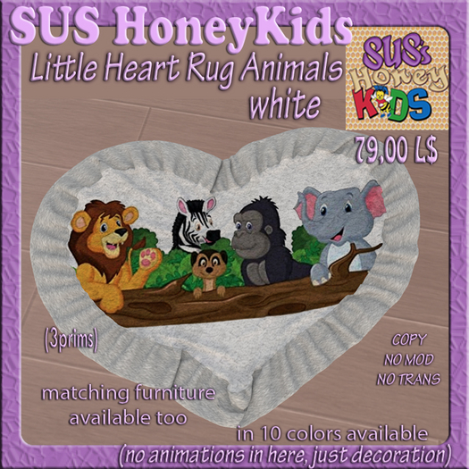 SUSHoneyKids Little Heart Rug Animals white Box