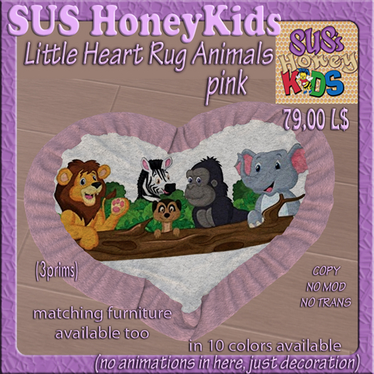 SUSHoneyKids Little Heart Rug Animals pink Box