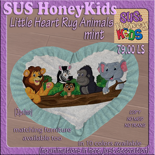 SUSHoneyKids Little Heart Rug Animals mint Box